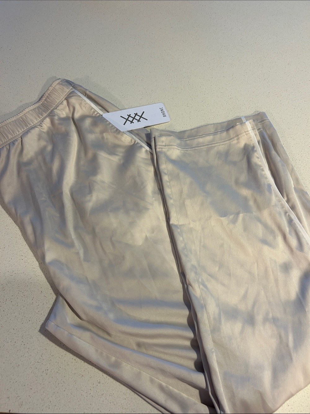RHONE Beige Satin Track Pants